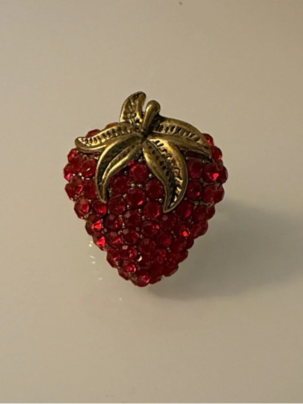 Red Crystal Strawberry Statement Ring